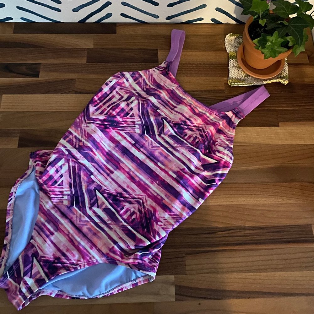 Champion One-Piece Pink Purple Swimsuit Med 8/10